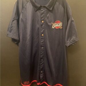 Majestic Dark Blue Cavaliers Button-Up Warmup